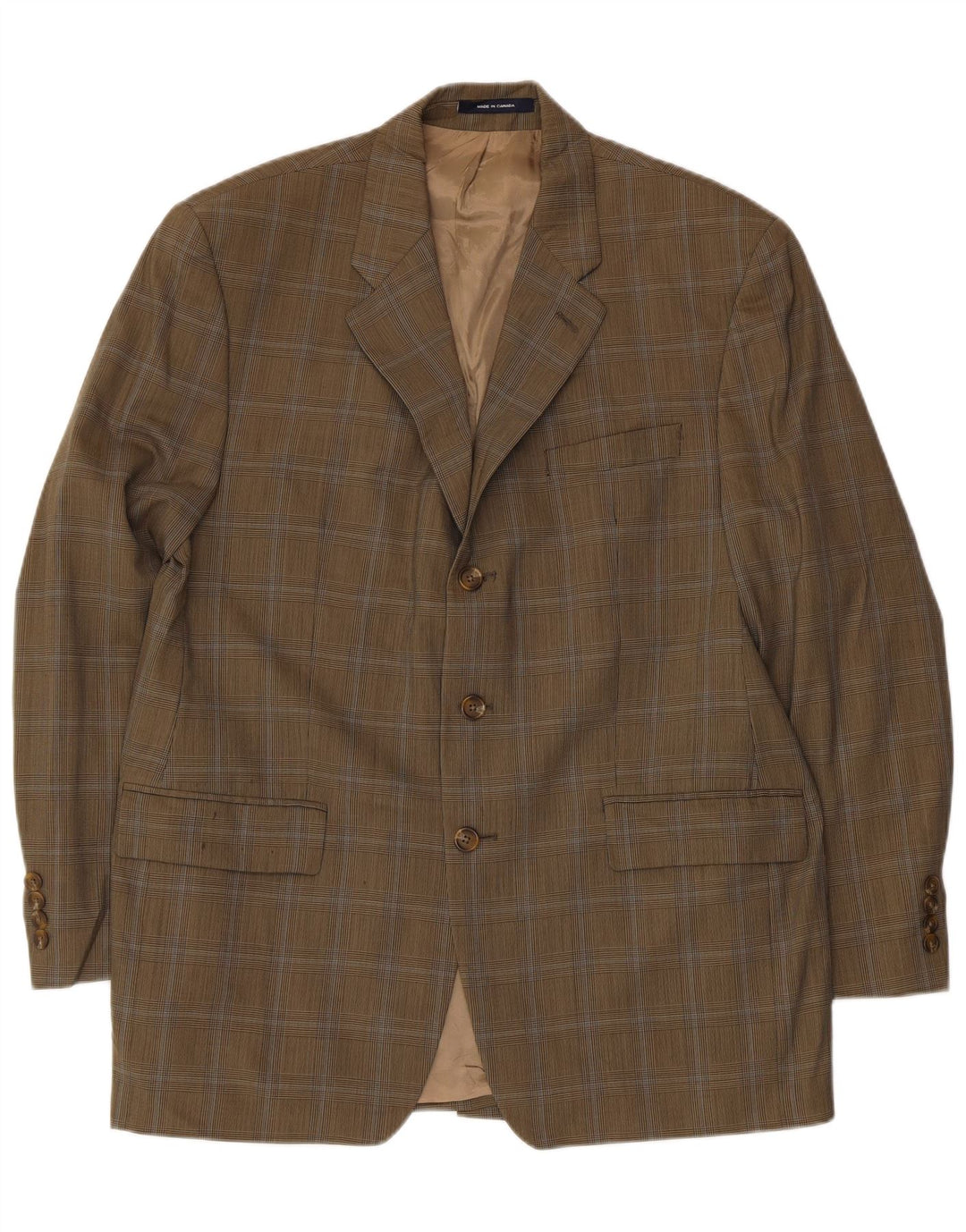 Giacca blazer a 3 bottoni da uomo Chaps Ralph Lauren UK 40 grande motivo kaki