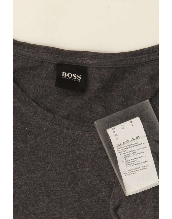 Hugo Boss Top grafico da uomo a maniche lunghe in cotone grigio medio