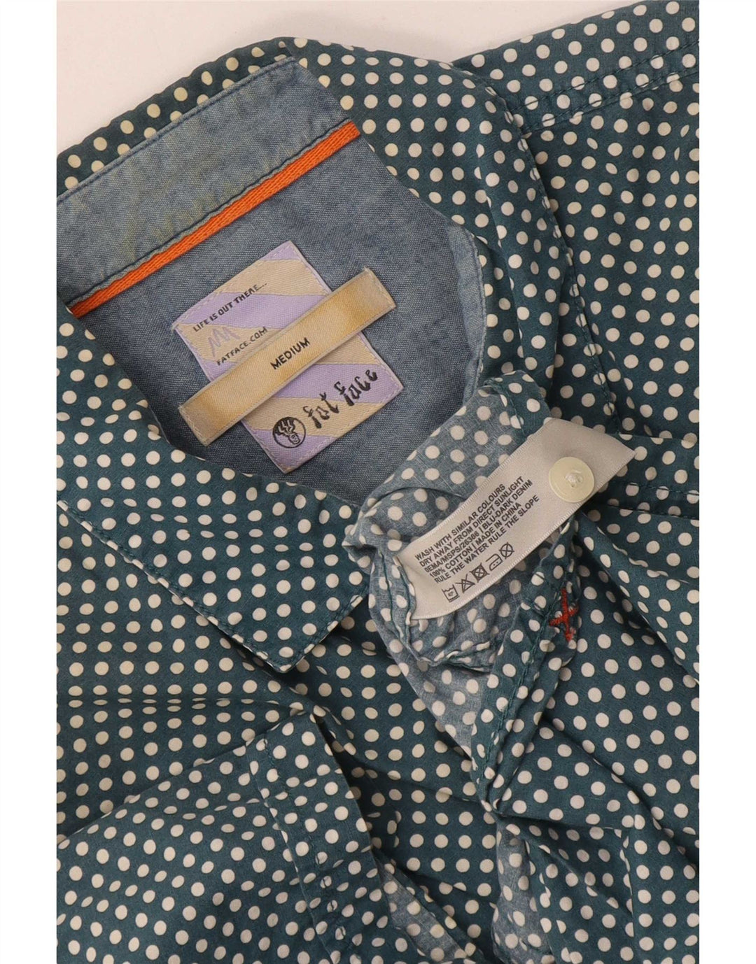 Camicia a maniche corte da uomo Fat Face in cotone a pois verde medio