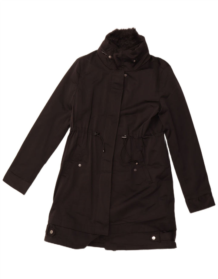 Cappotto ZARA Donna UK 6 XS Nero Poliestere