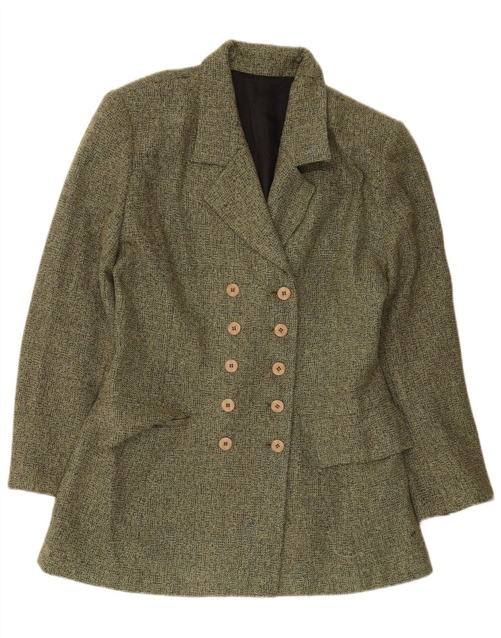 Giacca blazer doppiopetto vintage da donna UK 14 verde medio