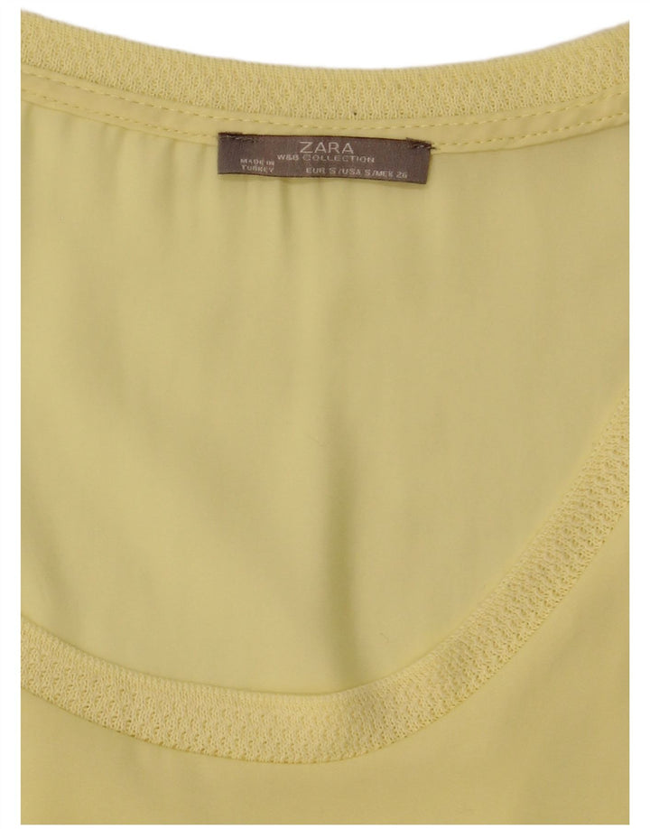 Top Camicetta Donna Zara UK 10 Small Giallo