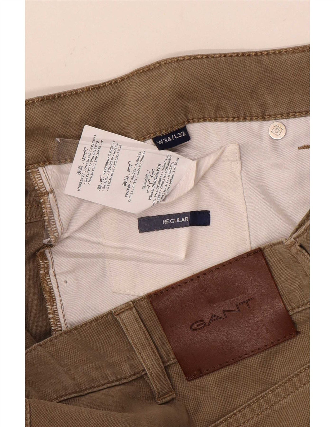 Pantaloni casual regolari da uomo Gant W34 L32 in cotone beige