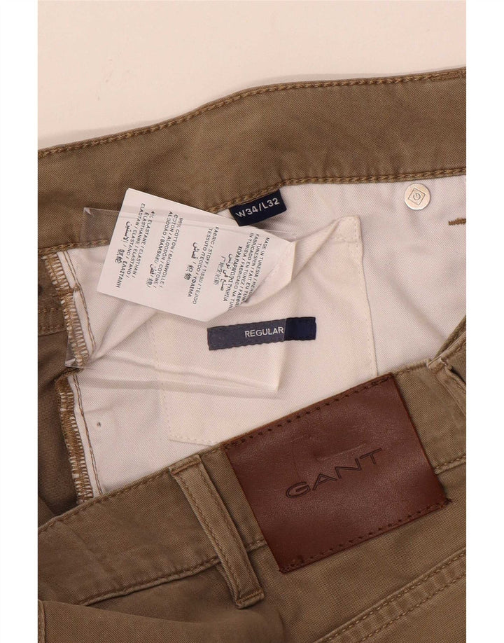 Pantaloni casual regolari da uomo Gant W34 L32 in cotone beige