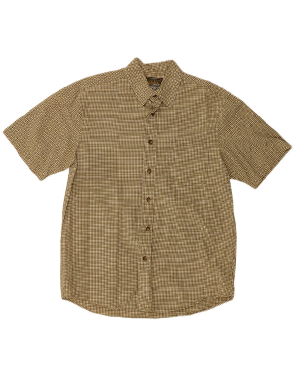 EDDIE BAUER Camicia a maniche corte da uomo in cotone a quadri kaki medio