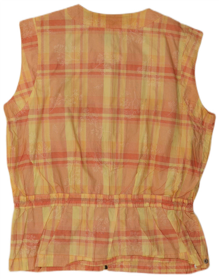 Gilet oversize da donna vintage IT 46 grande cotone a quadri gialli