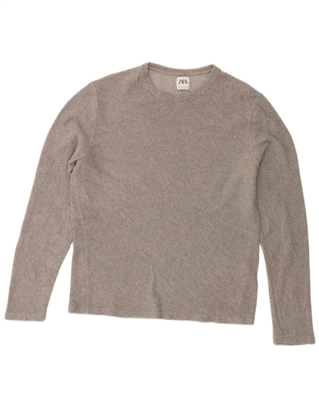 Top Zara da uomo a maniche lunghe grande in cotone grigio