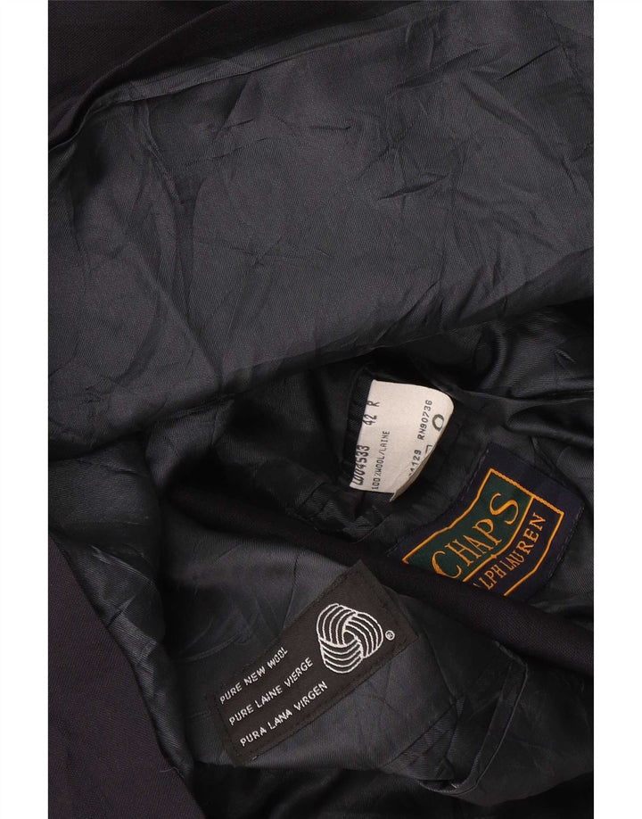 Giacca blazer doppiopetto da uomo Chaps taglia 42 grande blu navy