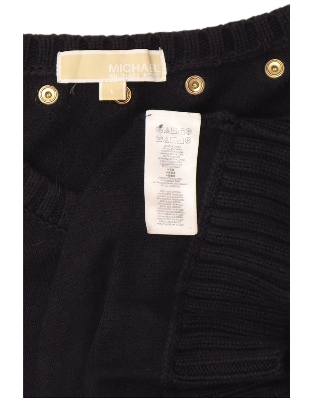 MICHAEL KORS Abito maglione da donna UK 14 Grande blu navy maculato