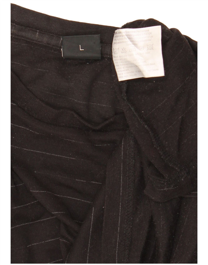 Top HUGO BOSS da uomo a maniche lunghe in cotone gessato nero grande
