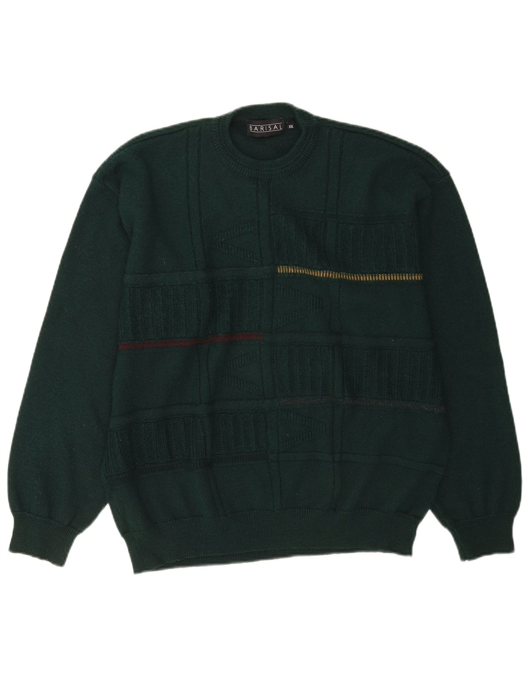 Maglione maglione girocollo da uomo Barisal 2XL lana a righe verdi