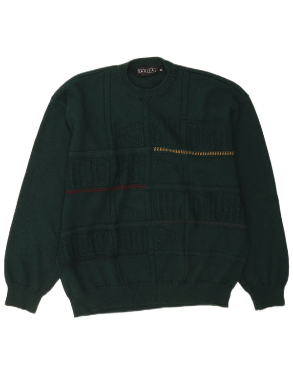 Maglione maglione girocollo da uomo Barisal 2XL lana a righe verdi