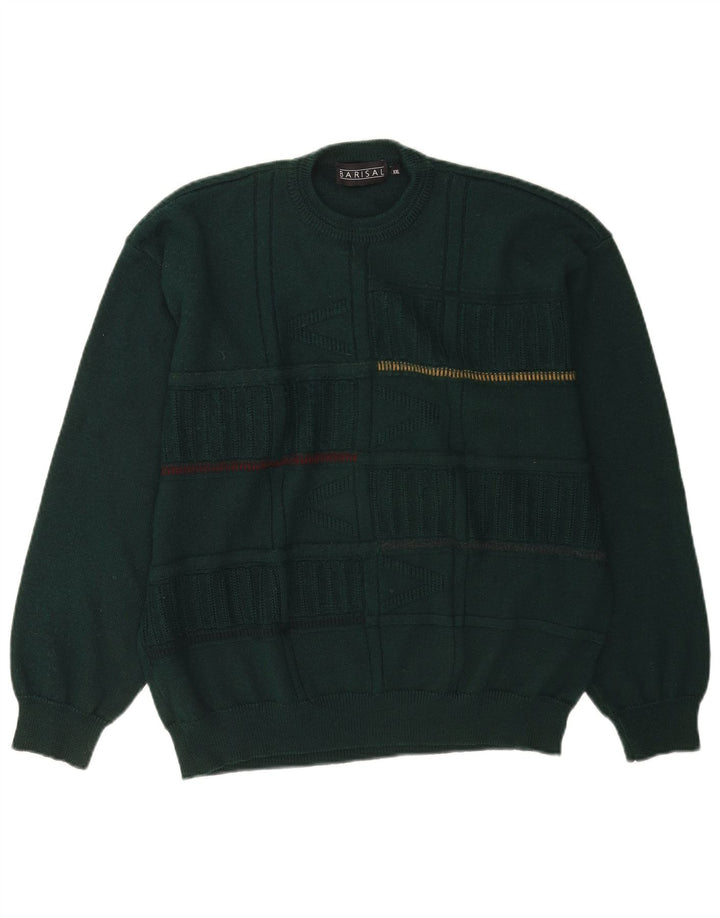 Maglione maglione girocollo da uomo Barisal 2XL lana a righe verdi