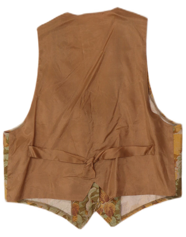 Vintage Womens Waistcoat UK 12 Medium Brown Floral