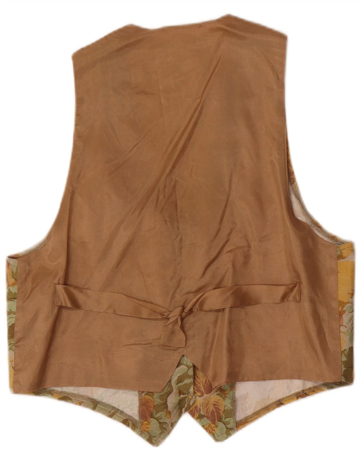 Gilet da donna vintage UK 12 marrone medio floreale