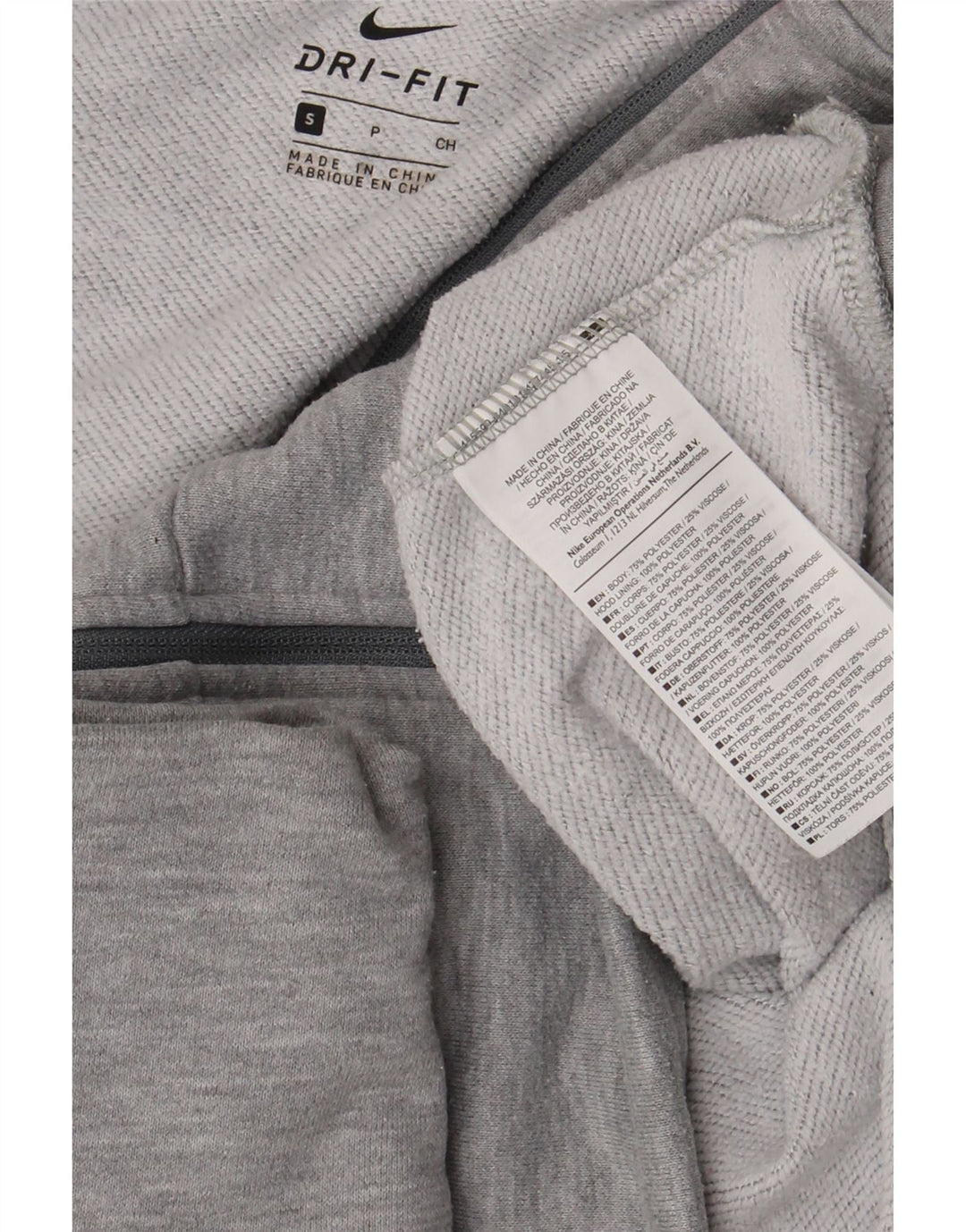 Felpa con cappuccio e zip oversize Nike Dri Fit da donna UK 10 Small Grigio Poliestere