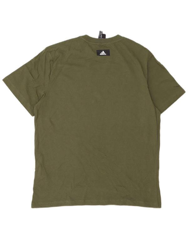 T-shirt grafica da uomo Adidas Top XL in cotone kaki