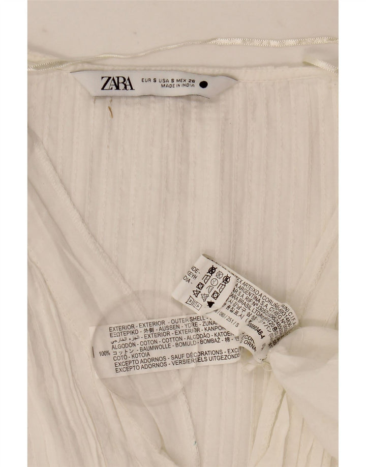 Vestito maxi oversize a maniche lunghe da donna Zara UK 10 piccolo bianco maculato