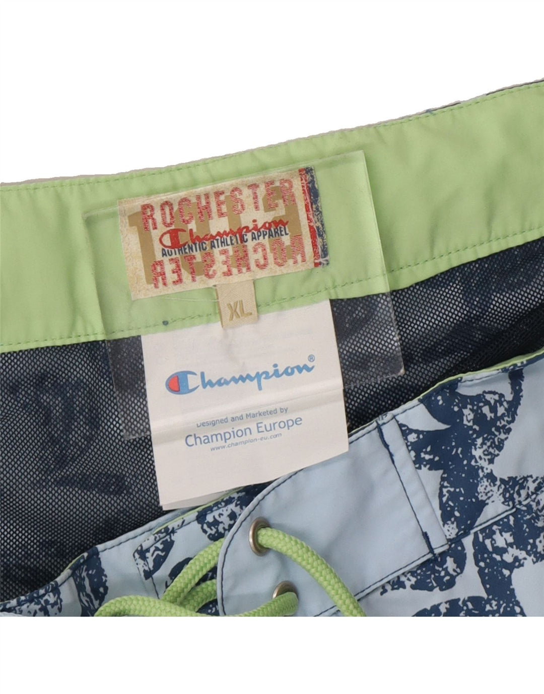 CHAMPION Mens Swimming Shorts XL  Blue Floral Polyamide Vintage Champion and Second-Hand Champion from Messina Hembry 