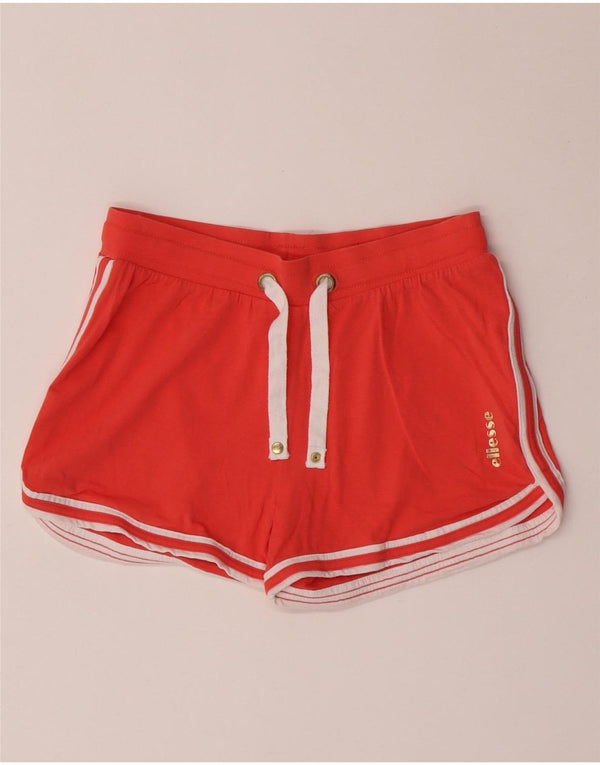 Ellesse Womens Sport Shorts UK 10 Small Orange Cotton