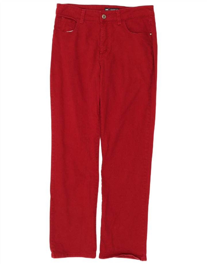 Jeans dritti Lee da donna vestibilità classica US 12 Large W32 L30 cotone rosso