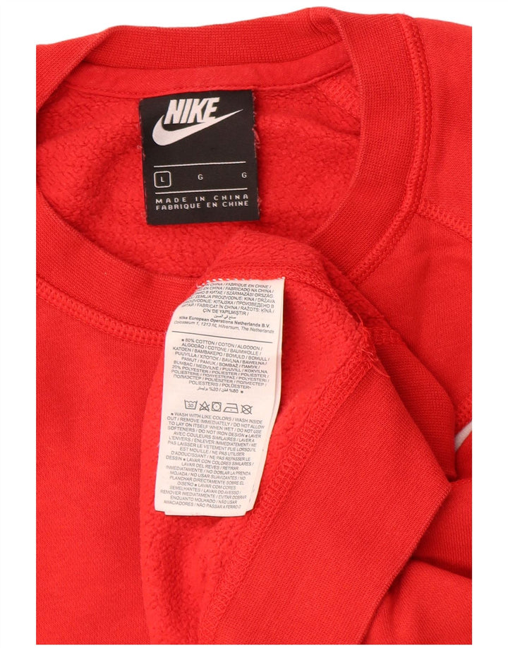 NIKE Felpa con grafica corta oversize da donna UK 16 Large Rosso