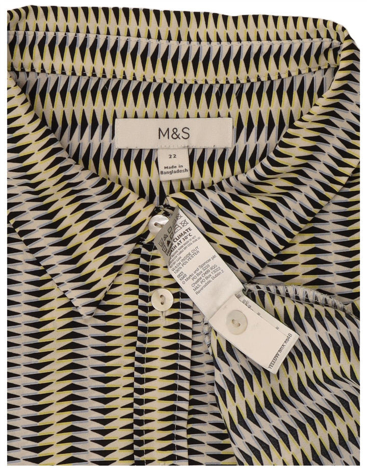 Camicetta camicia da donna Marks & Spencer UK 22 3XL multicolore geometrica