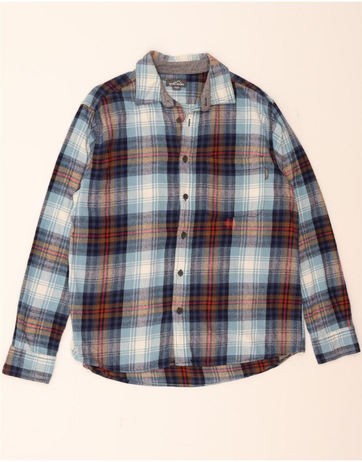 EDDIE BAUER Mens Flannel Shirt Large Blue Check Cotton Vintage Eddie Bauer and Second-Hand Eddie Bauer from Messina Hembry 