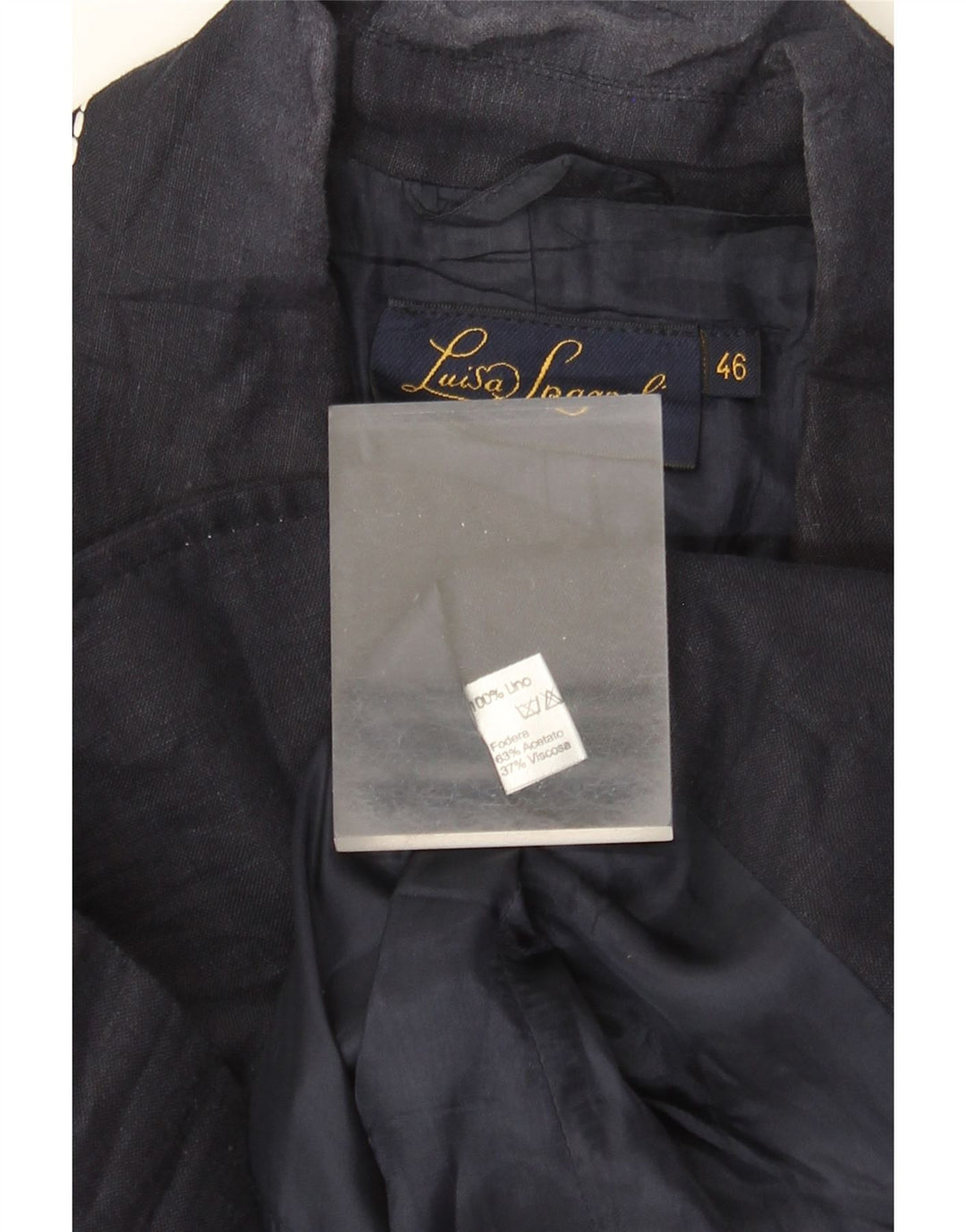 LUISA SPAGNOLI Giacca Blazer a 2 Bottoni da Donna IT 46 Large Lino Blu Navy