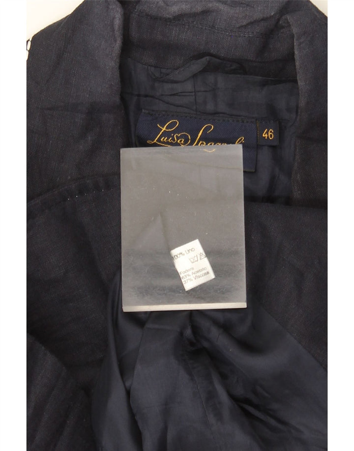 LUISA SPAGNOLI Giacca Blazer a 2 Bottoni da Donna IT 46 Large Lino Blu Navy