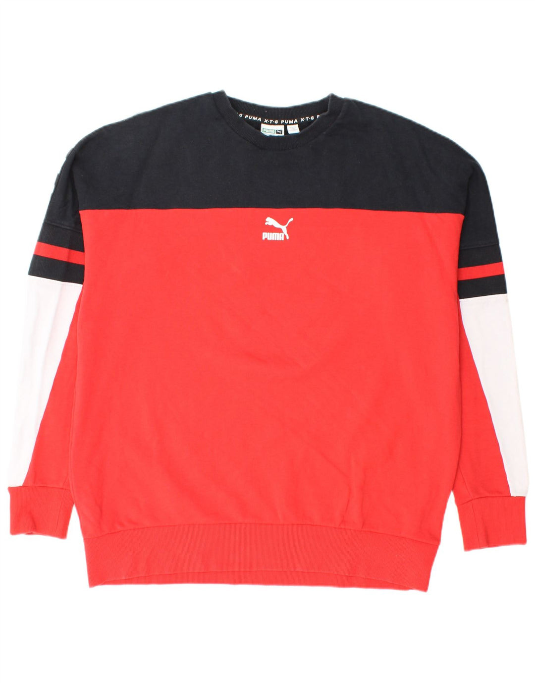 PUMA Felpa con grafica da uomo Maglione grande in cotone color block rosso