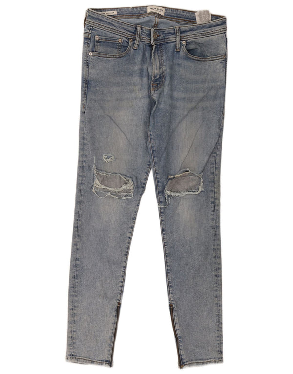 Jack & Jones Jeans skinny effetto consumato Liam da uomo W32 L32 cotone blu
