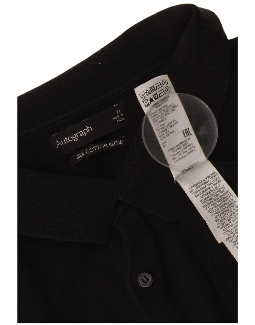 Polo da uomo Marks & Spencer XL in seta nera