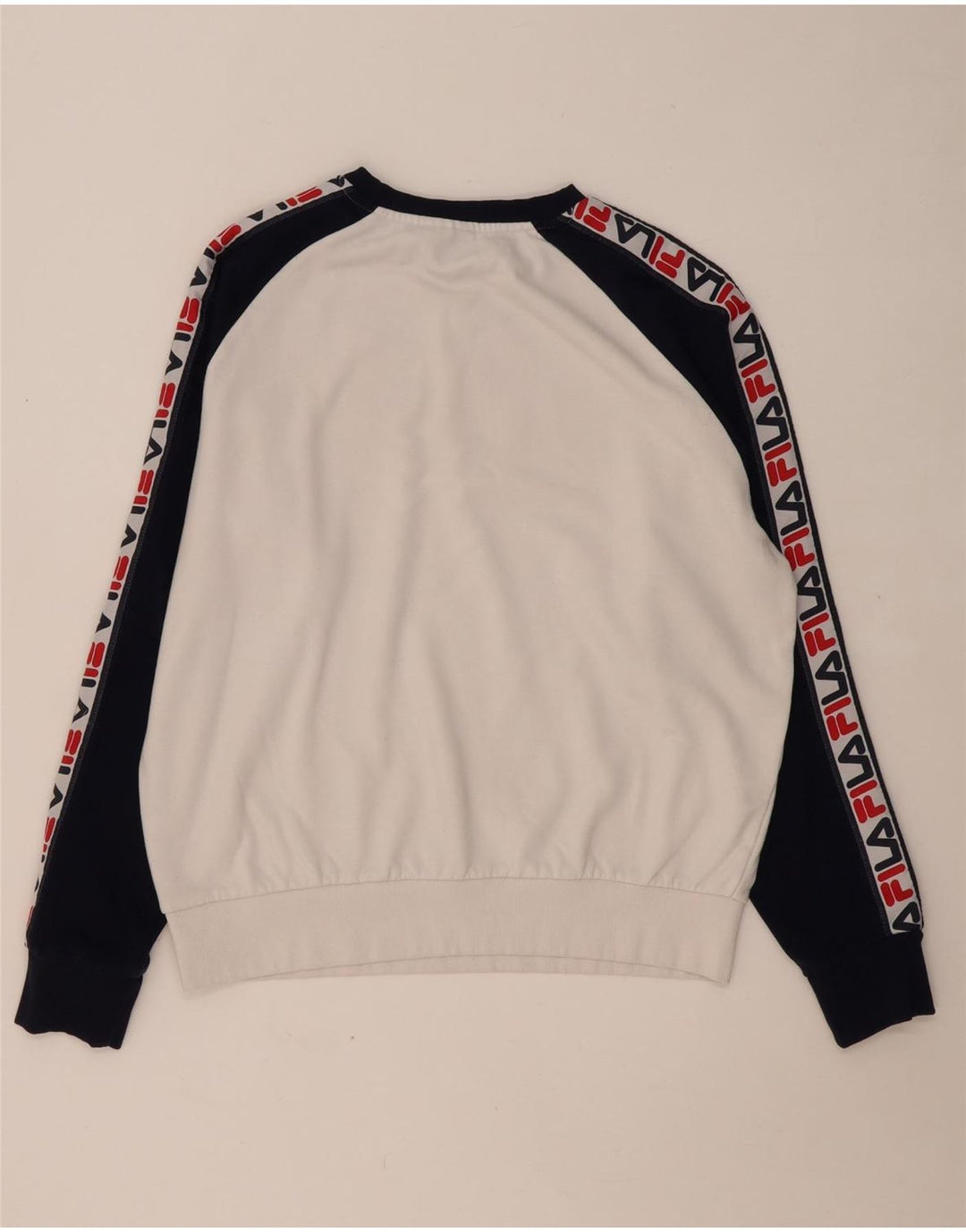 FILA Felpa grafica da uomo Maglione grande cotone color block bianco