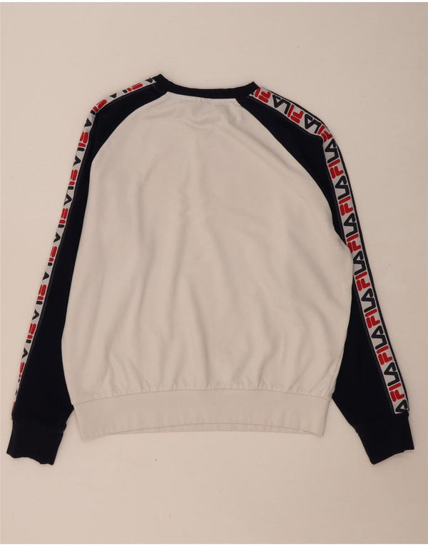 FILA Felpa grafica da uomo Maglione grande cotone color block bianco