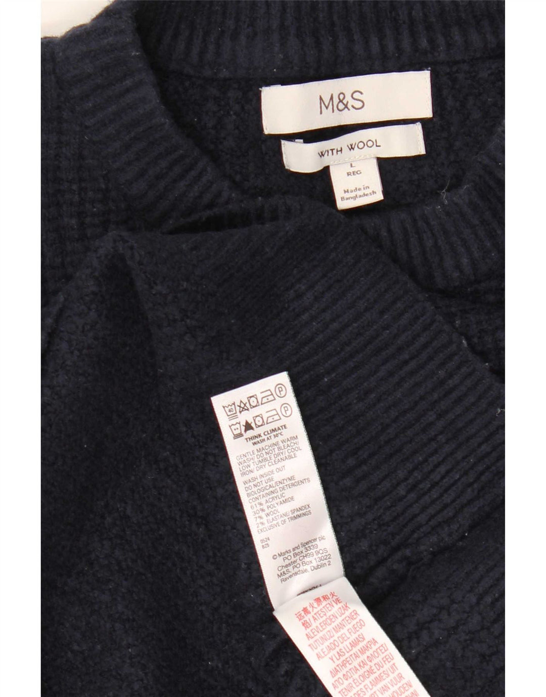 Maglione maglione girocollo da donna Marks & Spencer UK 16 grande blu navy