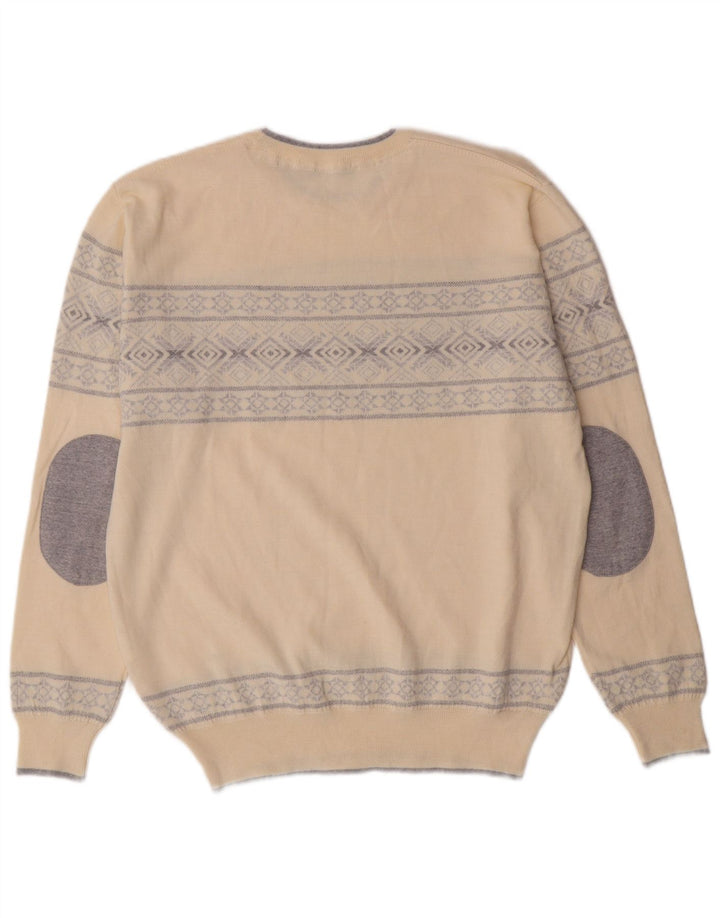 Maglione girocollo da uomo VINTAGE grande classico beige Fair Isle