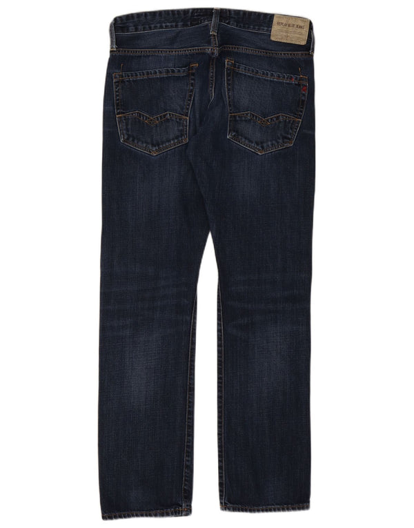 Jeans dritti da uomo Replay W32 L32 in cotone blu navy