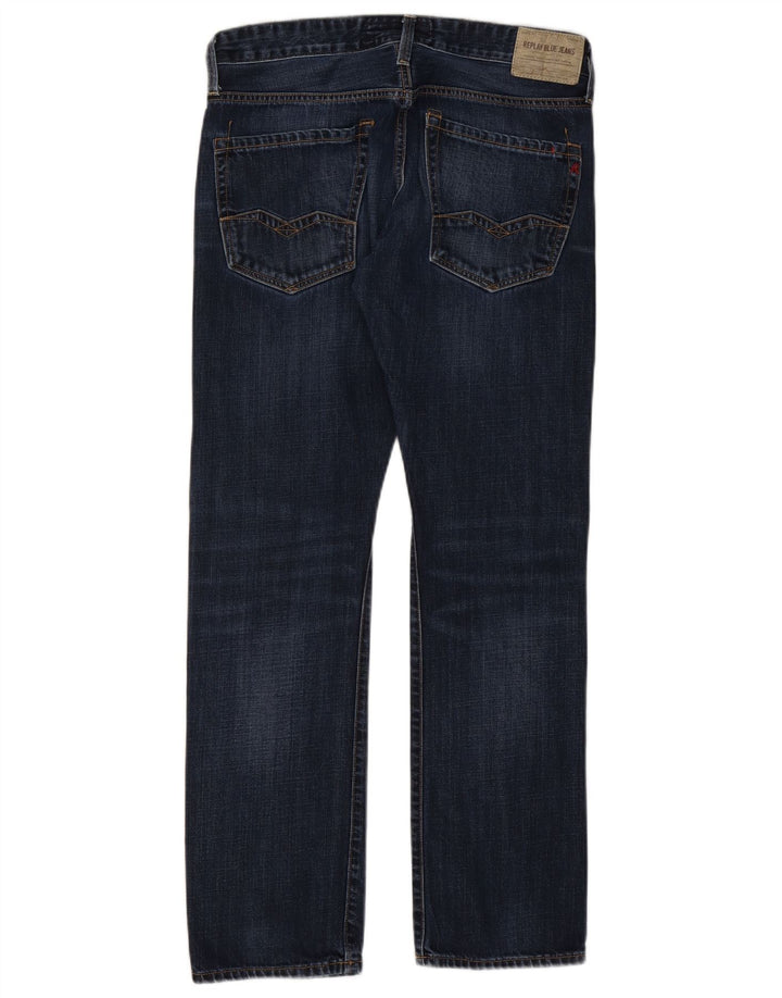 Jeans dritti da uomo Replay W32 L32 in cotone blu navy