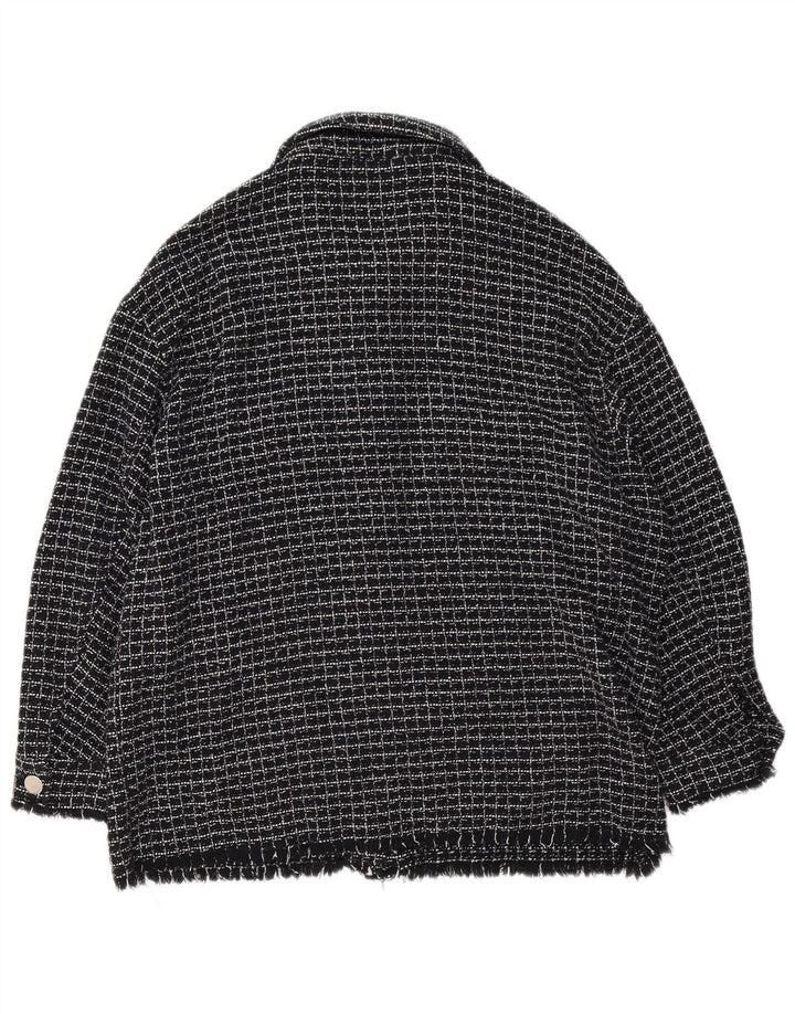 Giubbotto bomber da donna Zara UK 16 cotone a quadri neri grandi