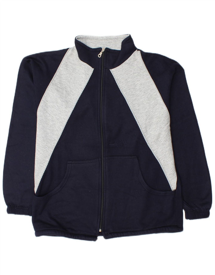 Giacca da ginnastica vintage da uomo in cotone color block medio blu navy
