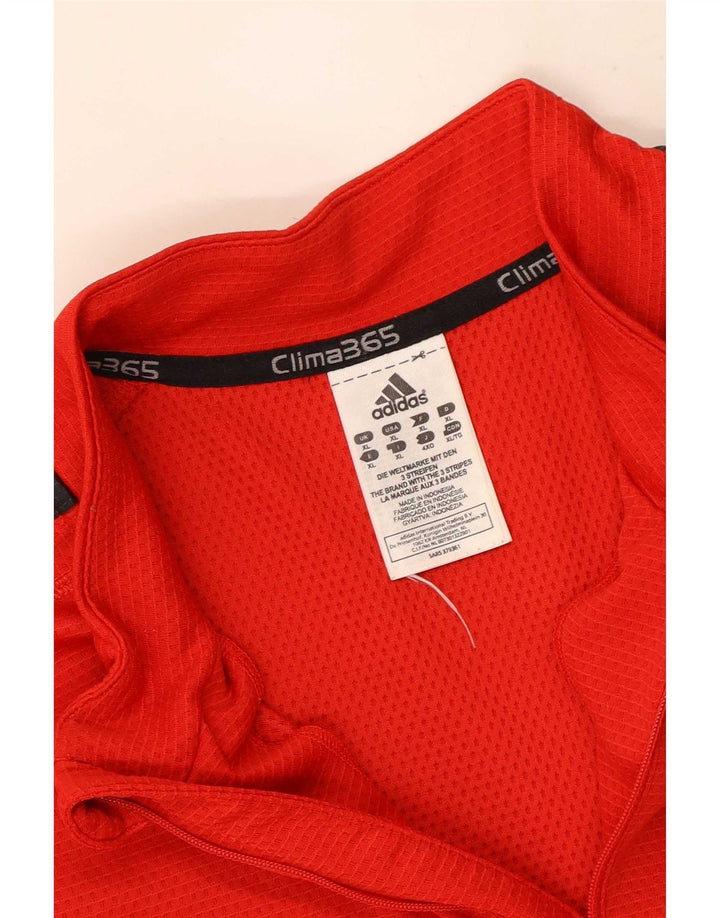Adidas Uomo Clima 365 Zip Neck Pullover Tuta Top XL Rosso Poliestere