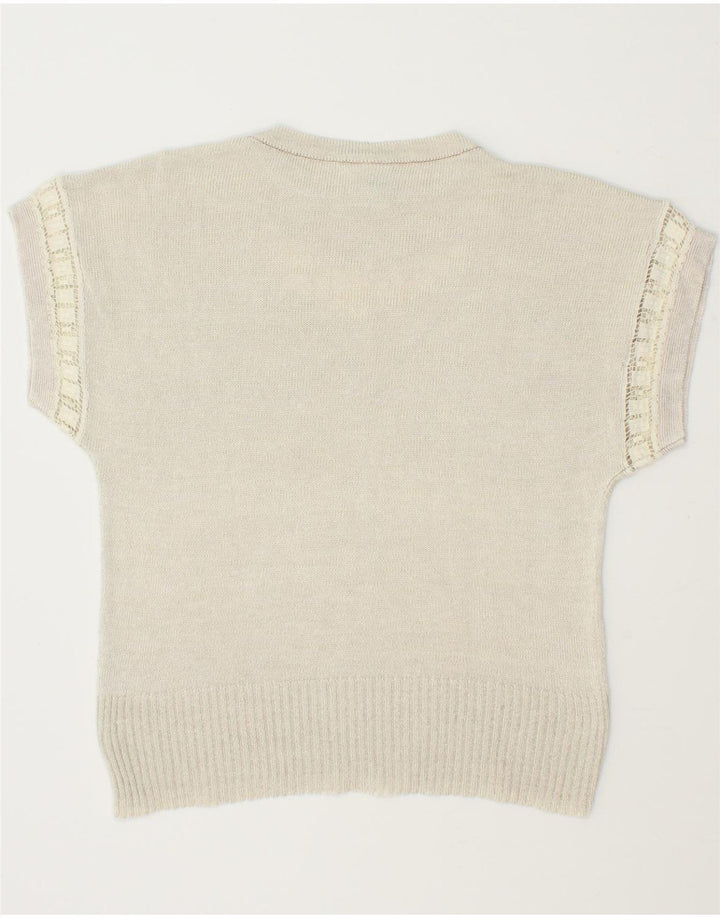 VINTAGE Womens Short Sleeve Crew Neck Jumper Sweater IT 46 Large White Vintage Vintage and Second-Hand Vintage from Messina Hembry 