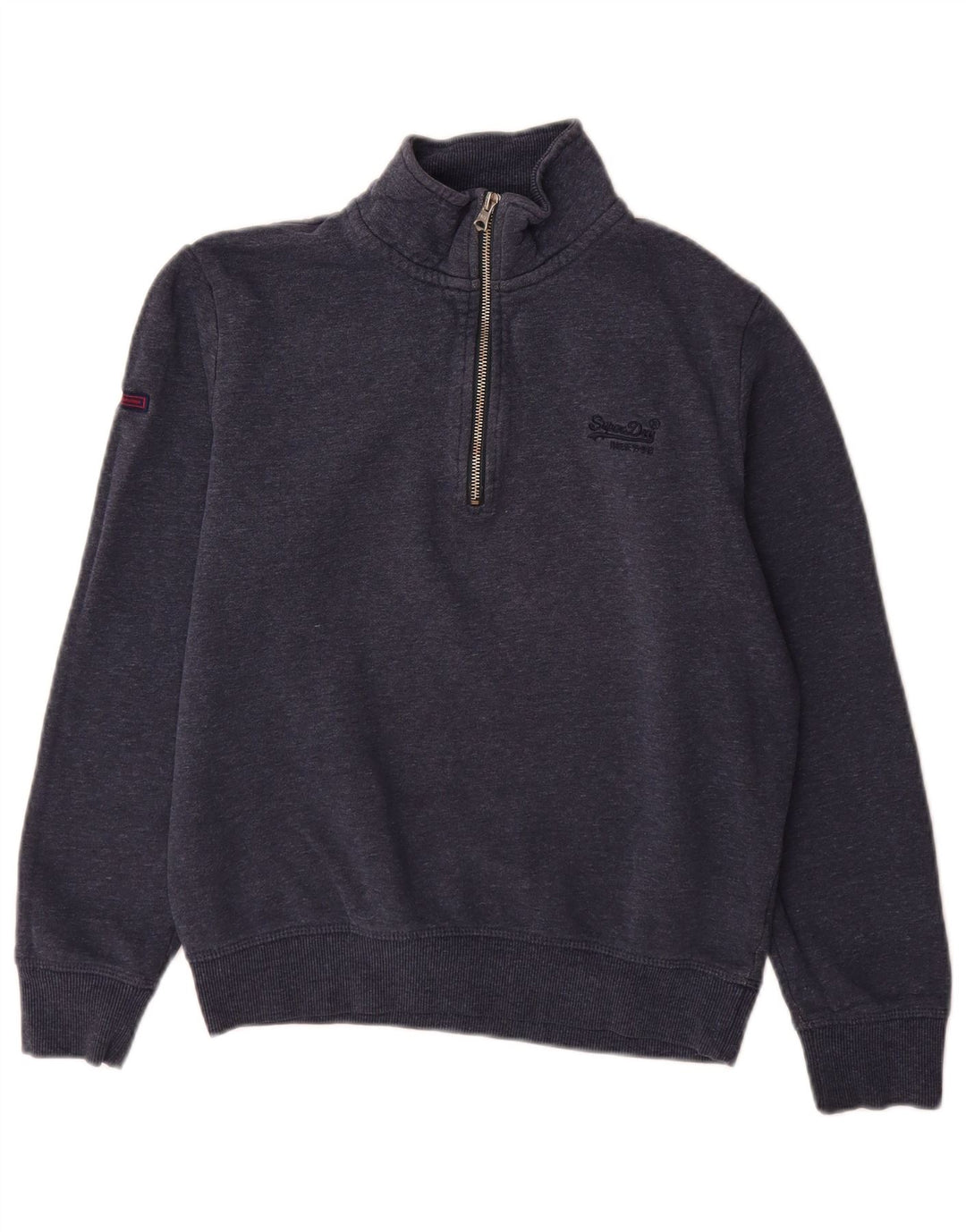 Felpa da uomo con collo con zip Superdry, maglione piccolo, in cotone blu navy