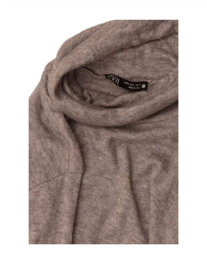 Maglione maglione collo alto da donna Zara UK 16 grande grigio