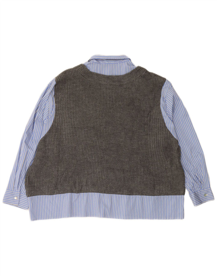 ZARA Maglia Canotta Oversize da Donna in Maglia UK 6 XS Blu a Righe