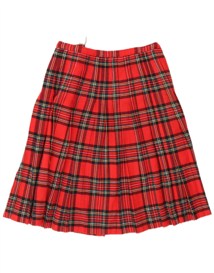 Gonna a portafoglio a pieghe vintage da donna W32 grande motivo a quadri rossi
