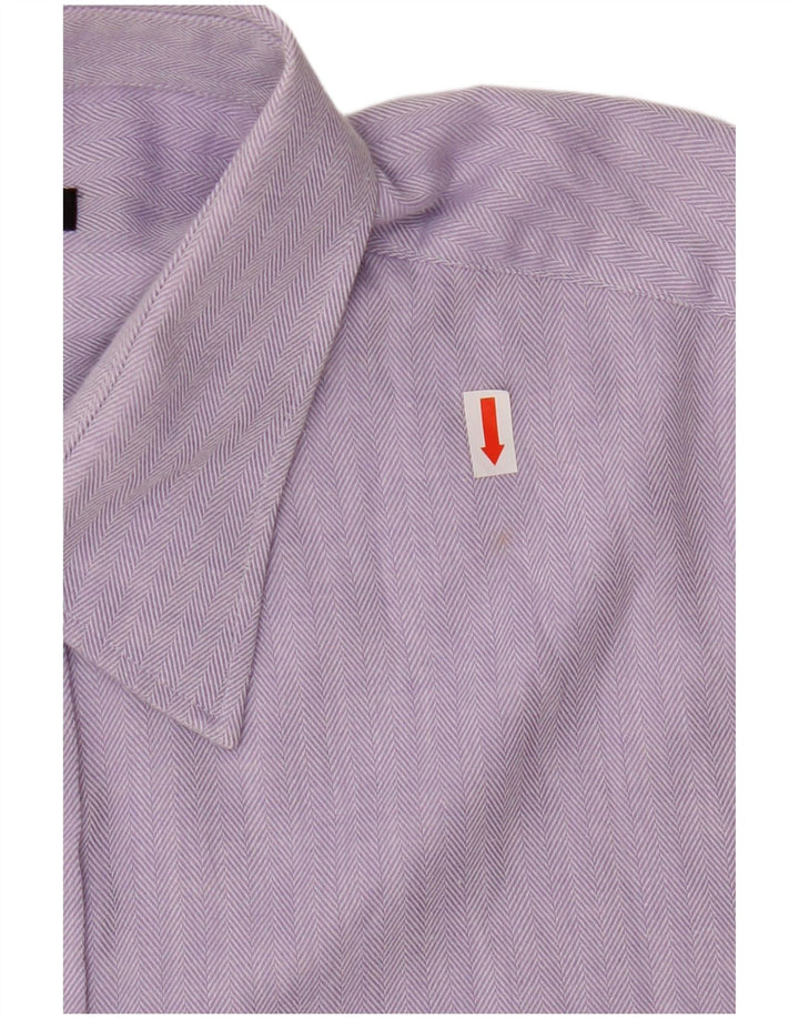 Camicia da uomo Pierre Cardin taglia 17 1/2 43 XL Cotone a spina di pesce viola