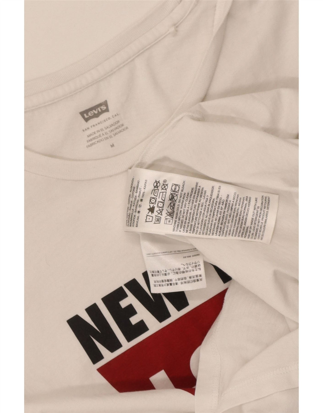 T-shirt grafica da donna Levi's Top UK 12 cotone bianco medio