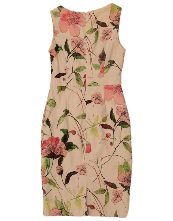 Abito tubino senza maniche da donna Phase Eight UK 12 Cotone floreale bianco medio